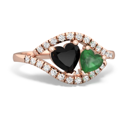 onyx-emerald mother child ring