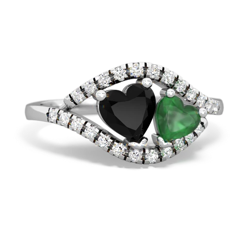 onyx-emerald mother child ring