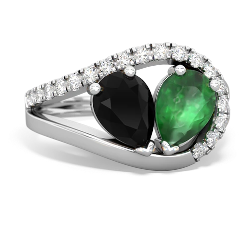 onyx-emerald pave heart ring