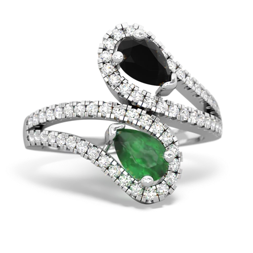 onyx-emerald pave swirls ring