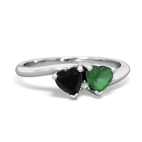 Black Onyx Genuine Black Onyx with Genuine Emerald Sweetheart's Promise ring Ring