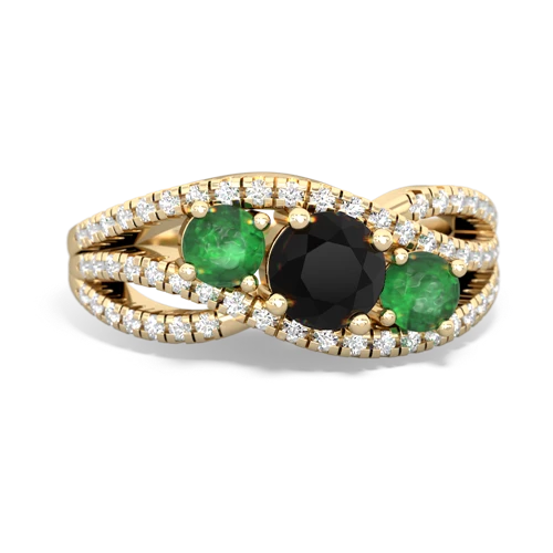 onyx-emerald three stone pave ring