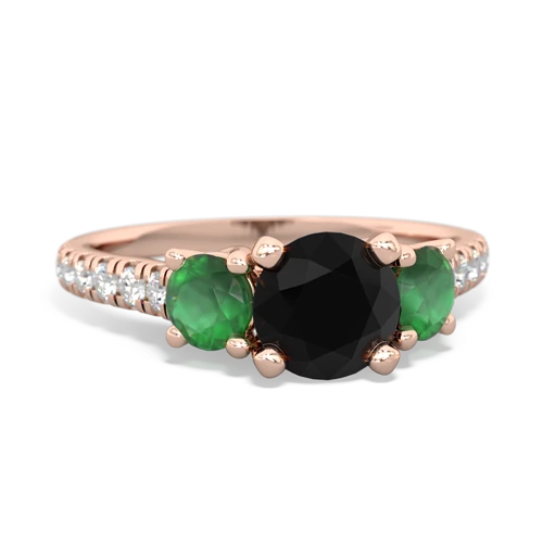 Genuine Black Onyx with Genuine Emerald and Genuine Amethyst Pave Trellis ring