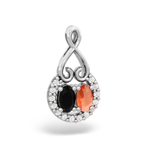 onyx-fire opal love nest pendant