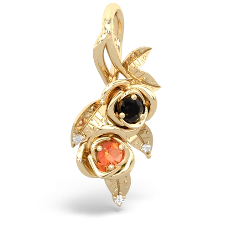 onyx-fire opal rose vine pendant