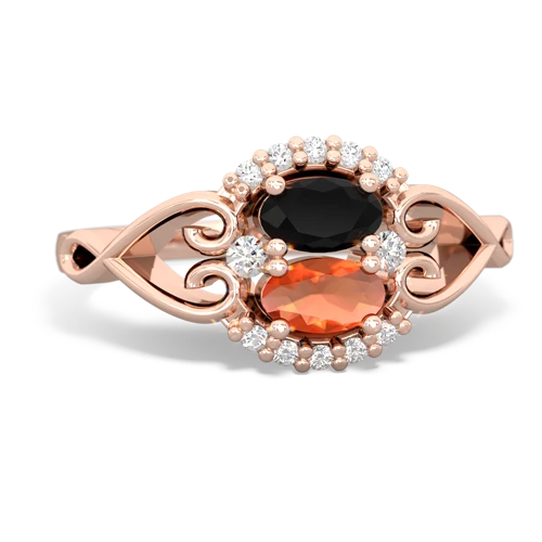 onyx-fire opal antique keepsake ring