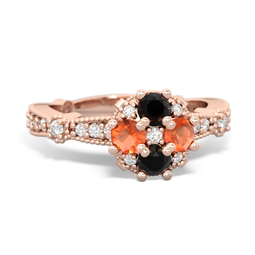 onyx-fire opal art deco engagement ring