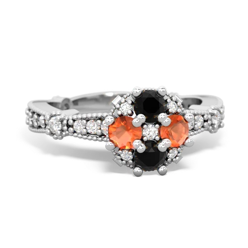 onyx-fire opal art deco engagement ring