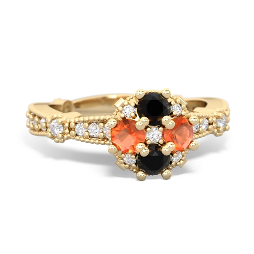 onyx-fire opal art deco engagement ring