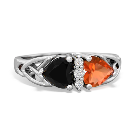 onyx-fire opal celtic ring