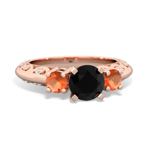 onyx-fire opal engagement ring