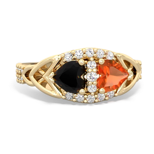 onyx-fire opal keepsake engagement ring