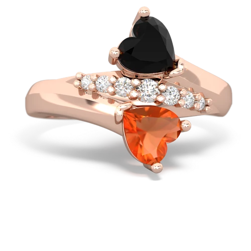 onyx-fire opal modern ring