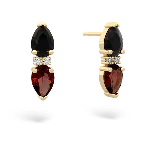 onyx-garnet bowtie earrings