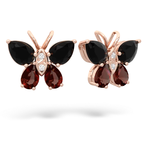 onyx-garnet butterfly earrings