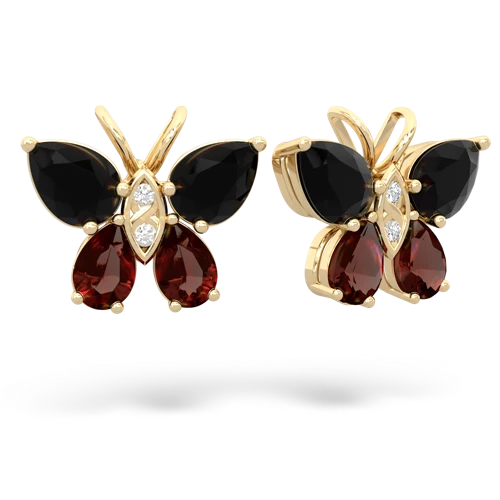 onyx-garnet butterfly earrings