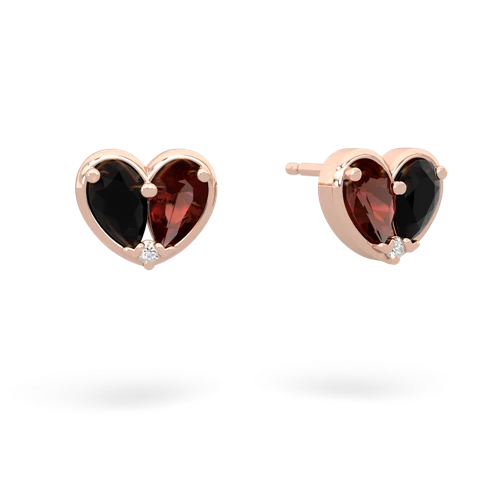 onyx-garnet one heart earrings