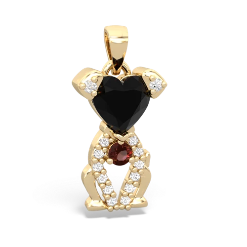 onyx-garnet birthstone puppy pendant