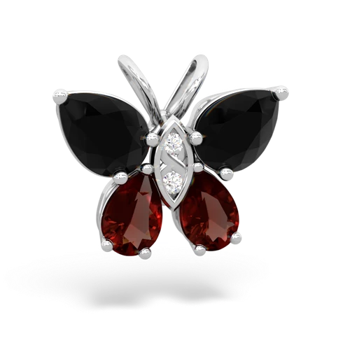 onyx-garnet butterfly pendant