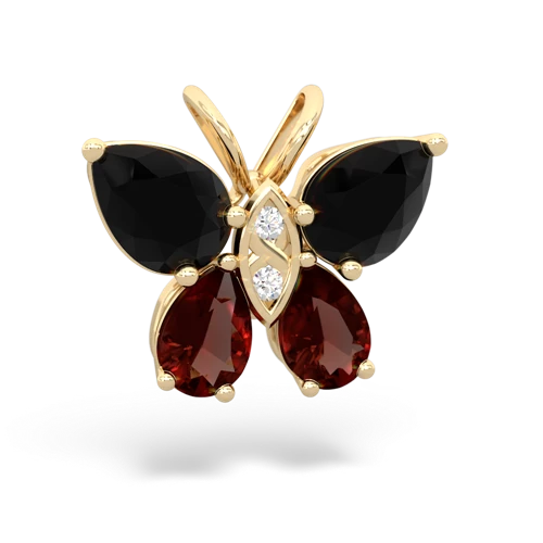 onyx-garnet butterfly pendant