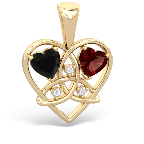 onyx-garnet celtic heart pendant