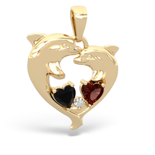 onyx-garnet dolphins pendant