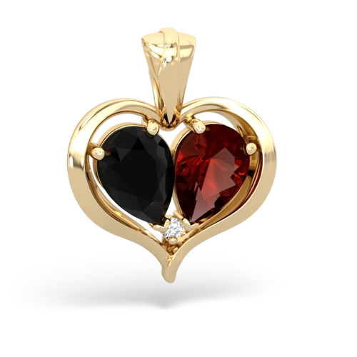 onyx-garnet half heart whole pendant