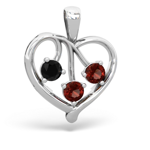 Genuine Black Onyx with Genuine Garnet and Genuine Citrine Glowing Heart pendant