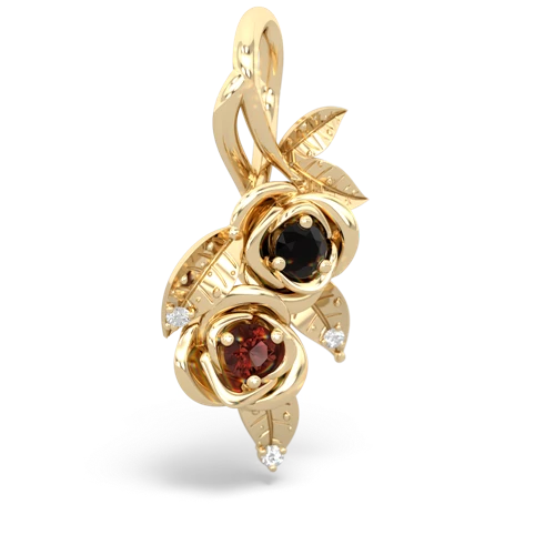 Black Onyx Genuine Black Onyx with Genuine Garnet Rose Vine pendant Pendant