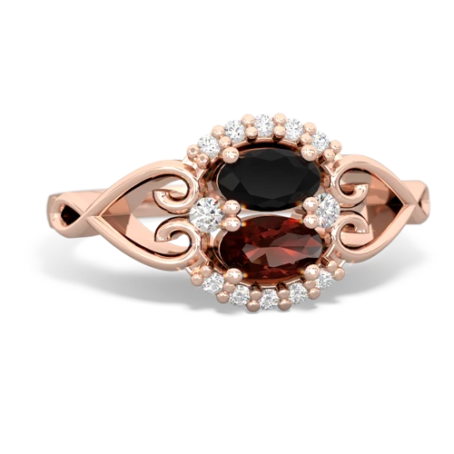 onyx-garnet antique keepsake ring