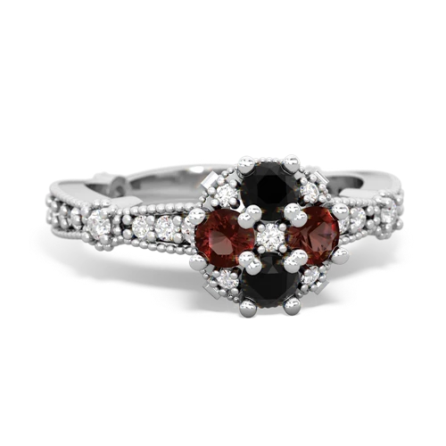 onyx-garnet art deco engagement ring