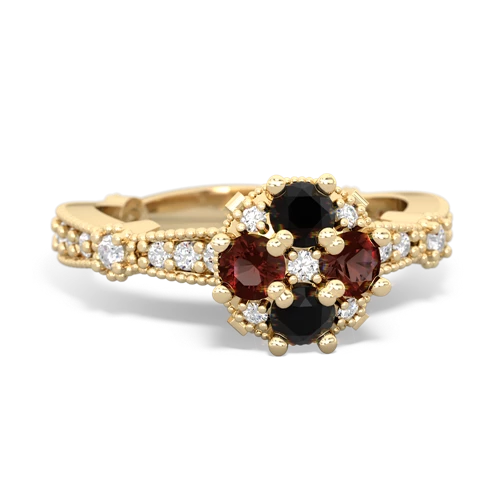 onyx-garnet art deco engagement ring