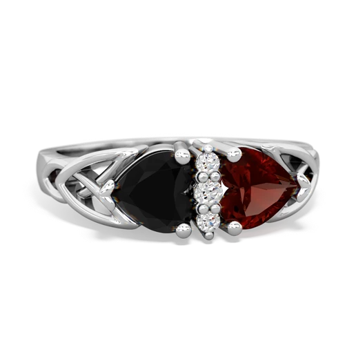 onyx-garnet celtic ring