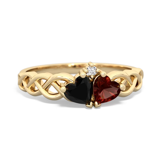 onyx-garnet celtic braid ring