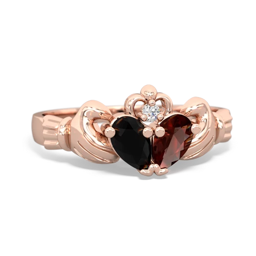 Black Onyx Genuine Black Onyx with Genuine Garnet Claddagh ring Ring