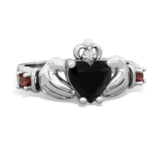 onyx-garnet claddagh ring