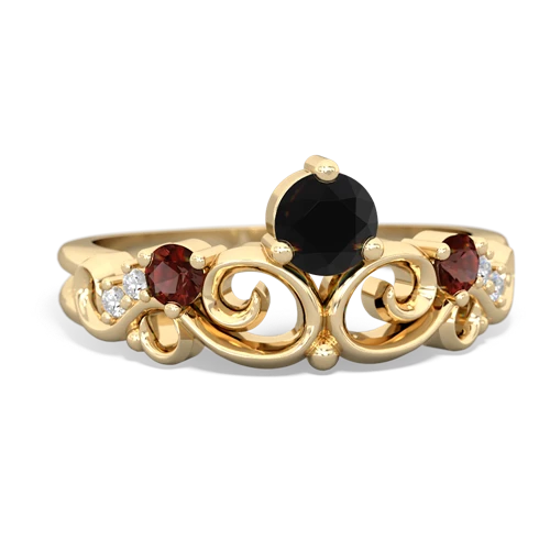 Black Onyx Genuine Black Onyx with Genuine Garnet and  Crown Keepsake ring Ring