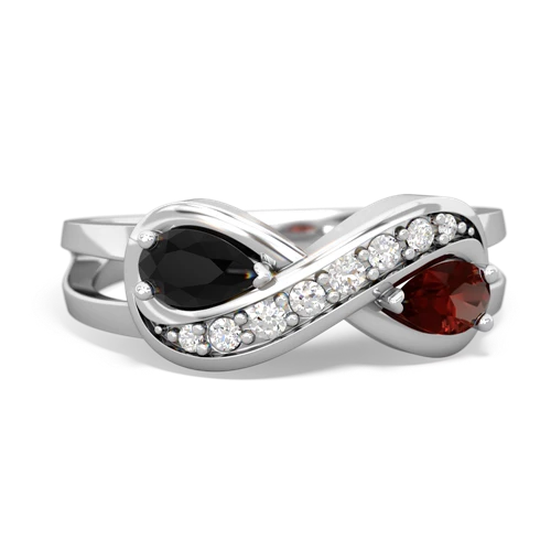 onyx-garnet diamond infinity ring