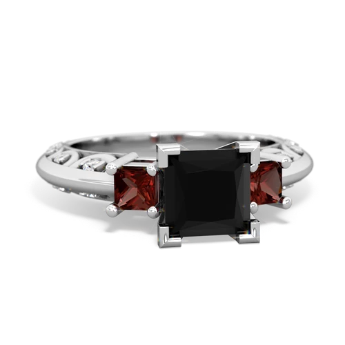 onyx-garnet engagement ring