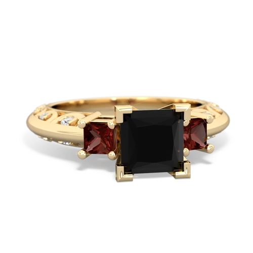 onyx-garnet engagement ring