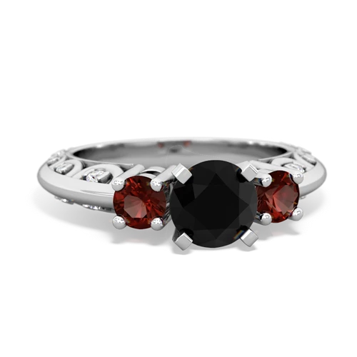 onyx-garnet engagement ring