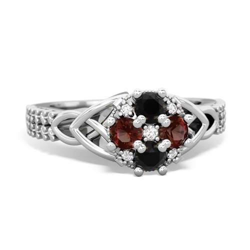 Black Onyx Genuine Black Onyx with Genuine Garnet Celtic Knot Engagement ring Ring