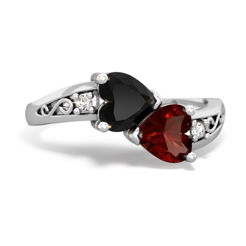 onyx-garnet filligree ring