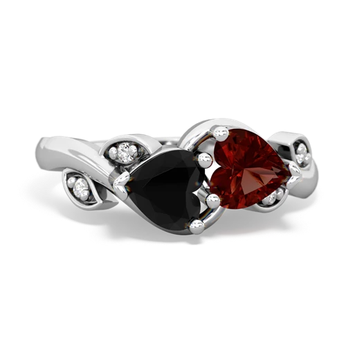 onyx-garnet floral keepsake ring