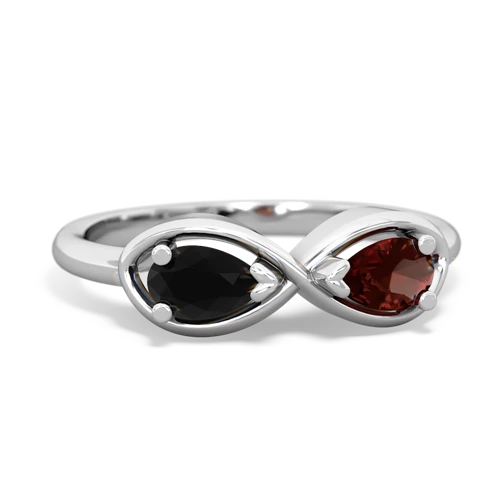 Black Onyx Genuine Black Onyx with Genuine Garnet Infinity ring Ring