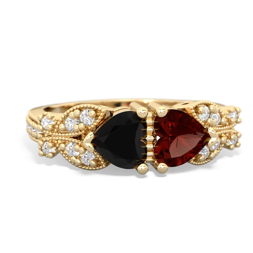 onyx-garnet keepsake butterfly ring