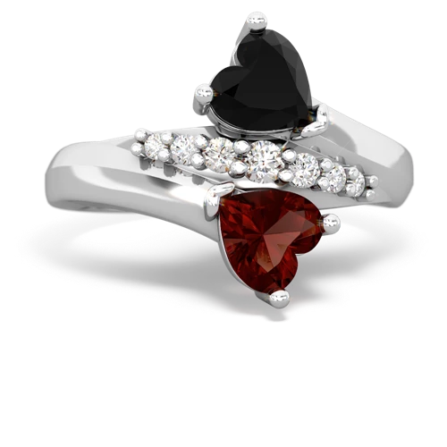 onyx-garnet modern ring