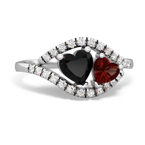 onyx-garnet mother child ring