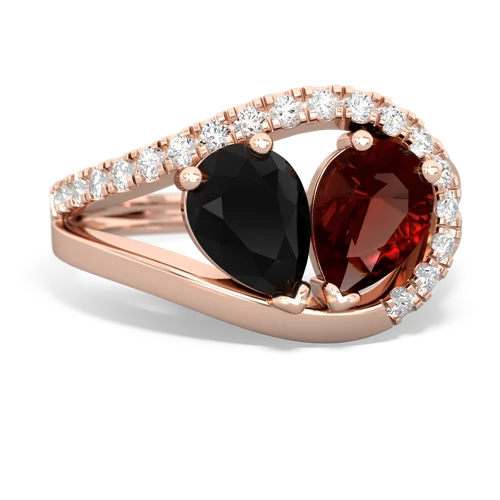 onyx-garnet pave heart ring