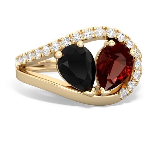 onyx-garnet pave heart ring